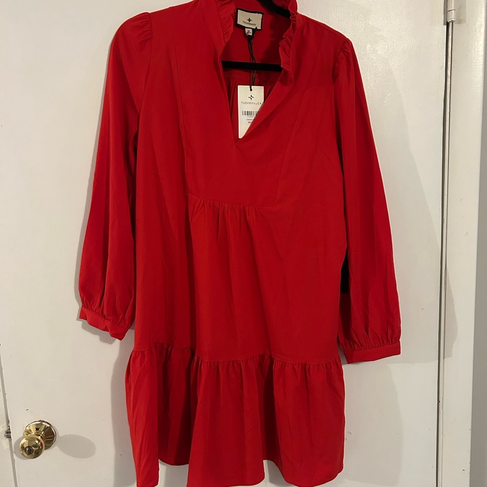 Tuckernuck Palmerston Vibrant Red Long Sleeve Dress - Picture 3 of 3